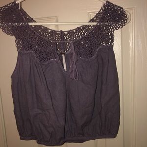 Womens bohemian purple lace crop top
